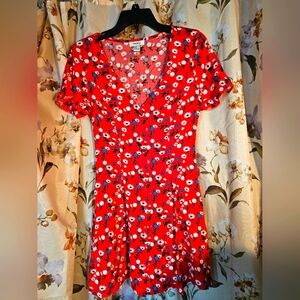 Forever 21 Red Floral Mini Dress, Small